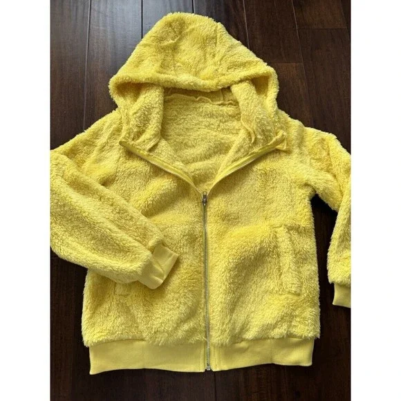 Haloumoning Girls Fleece Jackets Zipper Soft Sherpa Outwear Coat With Pockets L